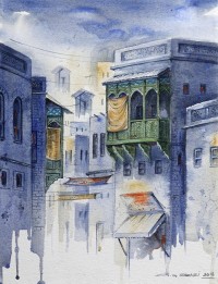 G. N. Qazi, 12 x 16 Inch, Oil on Canvas, Cityscape Painting, AC-GNQ-015